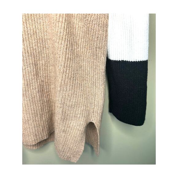J. Jill Tan Cowlneck Sweater Tunic LS Cotton Blend Colorblock Size Medium Tall - Picture 6 of 8